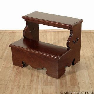 Solid Mahogany Wood 2 Step Bedside Office Library Step Stool oc052