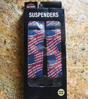   DAVIDSO​N SUSPENDERS / BRACES 54 Extra Long FLAG Motif LQQK