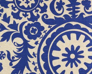 Suzani Fabric / Cotton Blue Suzani Upholstery or Drapery Fabric