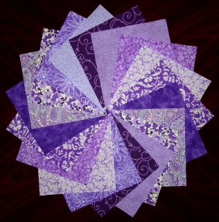 CHARM PACK   PURPLE AND LAVENDER   50 4 QUILT/QUILTING FABRIC SQUARES 