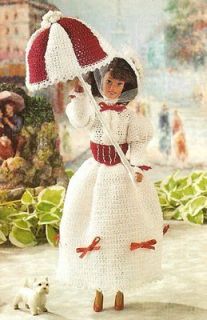 X920 Crochet PATTERN ONLY Mary Poppins Style Fashion Doll Barbie Dress 