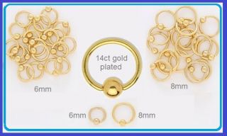 EYEBROW Tragus Daith 14ct gold plated bcr ring 6mm 8mm