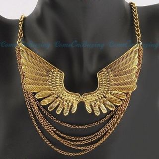 Fashion Golden Chains Angel Wings Style Pendant Necklace N917