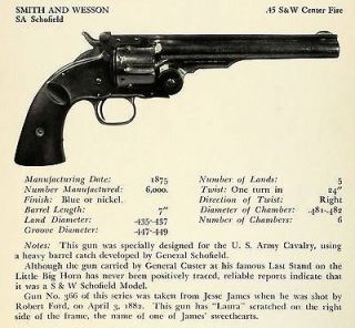 1948 Print Smith Wesson .45 Center Fire SA Schofield Revolver Gun 