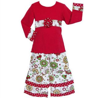 Girls sz 7/8 Boutique Christmas Floral & Heart Holiday Set Clothing