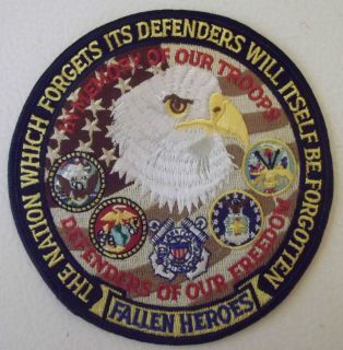 DEFENDERS OF FREEDOM FALLEN HEROES PATCH   5 INCH ROUND EMBROIDERED 
