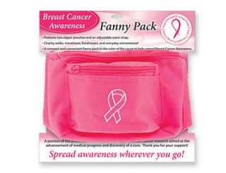 New Breast Cancer Awareness Fanny Pack Ribbon Logo Embroidered on Pink 