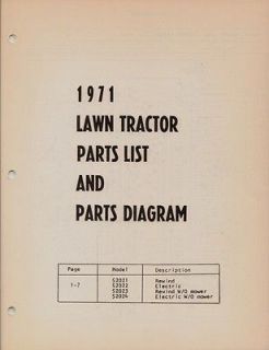 1971 VINTAGE GILSON LAWN TRACTOR ILLUSTRATED PARTS LIST