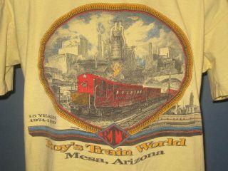 vintage 80s ROYS TRAIN WORLD MESA ARIZONA T Shirt LARGE railroad 