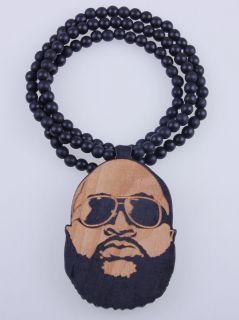Hip Hop Fashion Good Wood RICK ROSS Pendant Ball Bead Chain Rosary 