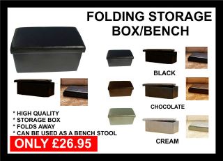 Leather Folding Ottoman Storage Blanket Toy Box / Bench Storage Pouffe