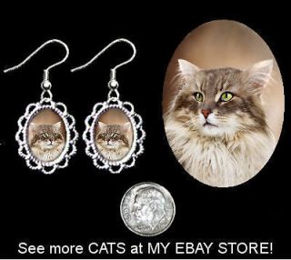 MAINE COON FAWN GREY Cat Earrings JEWELRY