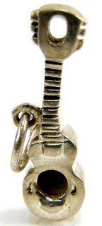 925 Sterling Silver Antique Vintage Guitar Ukulele Charm Pendant