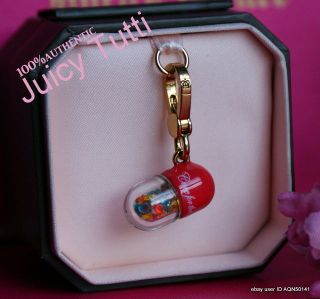 SALE♥ JUICY COUTURE Cure For Common Couture Crystal Pill Gold Charm 