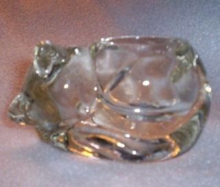 CRYSTAL GLASS SLEEPING CAT VOTIVE CANDLE HOLDER
