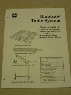 SHOPSMITH BANDSAW TABLE SYSTEM SUPPLEMENT OWNERS MANUAL