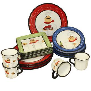 Chef Italiano Hand Painted 16 Piece Dinnerware Set   Serving for 4