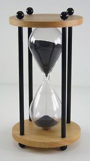 DECOR 10 MINUTE Black SAND TIMER Hourglass wood Gift
