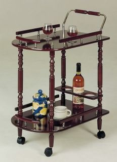 Cherry Finish Serving Cart with Brass Accents by Coaster 3512