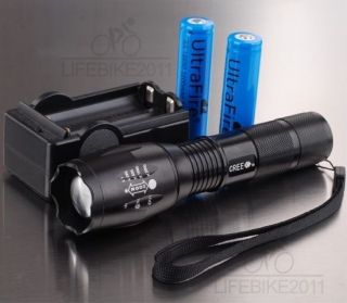   Zoomable CREE XM L T6 LED Flashlight Torch Zoom Lamp 2X18650+Charger
