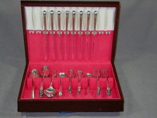   ROGERS EXQUISITE SILVERPLATE FLATWARE +CHEST 8 PLACE SETTINGS