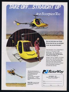 1972 Rotorway Twin Seat Scorpion Helicopter Vintage Print Ad