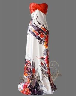 Sexy Floral Printed Strapless Maxi Dresses S Red