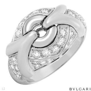 Bulgari 18K White Gold 1.25 CTW Color F G VVS2 Diamond Ladies Ring 