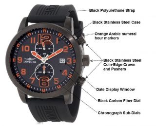   Black Carbon Fiber Dial Black Polyurethane Watch Watches 