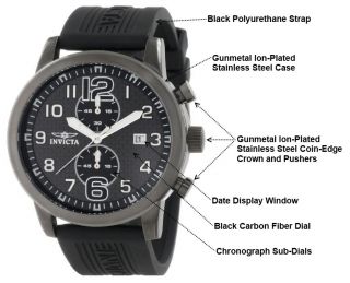   Black Carbon Fiber Dial Black Polyurethane Watch Watches 