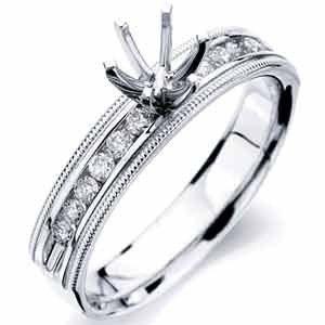 14Kt White Gold Jovial Diamond Engagement Ring, Semi mount Setting 
