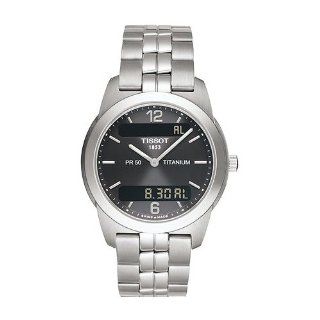 Tissot Mens T34748762 T Classic PR50 Analog Digital Titanium Watch 
