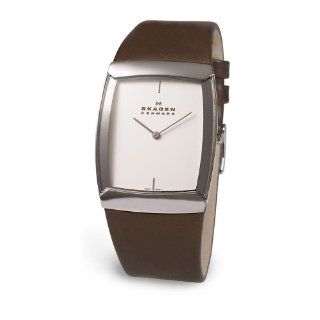 Skagen Mens 584LSL Swiss Brown Leather Watch Watches 