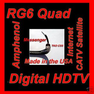 50 Foot RG6 Quad Shield Video Cable Coax W/ Messenger