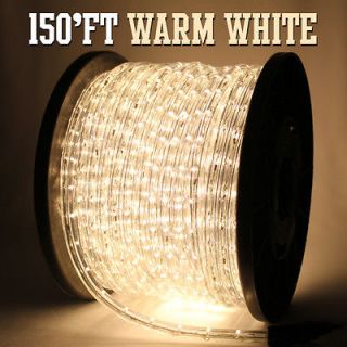 150 Warm White 2 Wire LED Rope Light Lighting Home Christmas Boat 