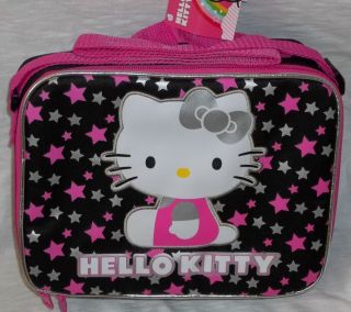 HELLO KITTY LunchBox NEW Sanrio Lunch Bag Purse Black Stars