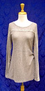 PEOPLE LIKE FRANK TAUPE/NATURAL NUB KNIT SIDE RUCHING PULL/TOP L NWOT 