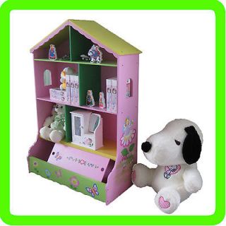   Kids Hand Paint Fairy Dollhouse Bookcase Toy Cabinet Shelf Organiser