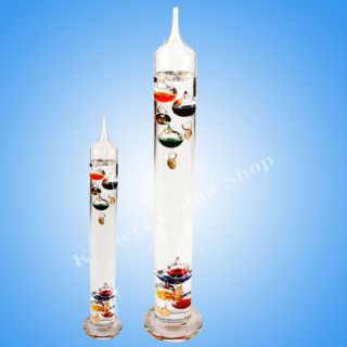 Galileo Thermometer G110 43cm Coloured Glass Inserts 7 BULB 16   28 C 