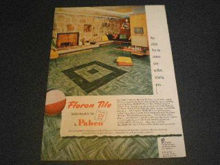 1954 Pabco Tile Ad Chess Game on Coffee Table