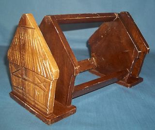 Vtg Hawiian South Pacific Kitchen Wood Carved House Napkin Mail Letter 