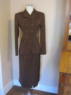 Vintage 1940s BEVERLYS Santa Monica Del Mar Hand Tailored brown wool 