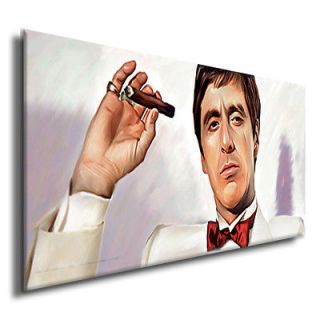 SCARFACE MONTANA with cigar photo painting CANVAS ART GICLEE PRINT #J