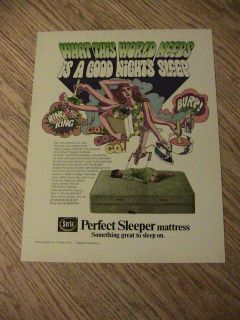1970 GOOD NIGHTS SLEEP ADVERTISEMENT SERTA PERFECT SLEEPER MATTRESS 