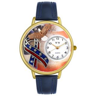    American Patriotic Navy Blue Leather And Goldtone Watch # 