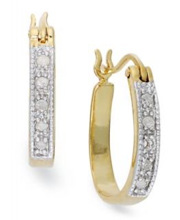 Diamond Earrings, 18k Gold Over Sterling Silver Diamond Hoop Earrings 