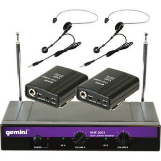 Gemini VHF 2001HL Dual VHF Wireless Headset & Lavalier Microphone 
