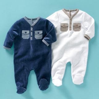 Pyjama à pieds en velours bébé garçon Cocoon  La Redoute 