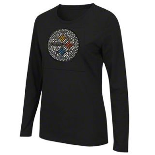 Pittsburgh Steelers Womens Jazzed Up Black Long Sleeve T Shirt 