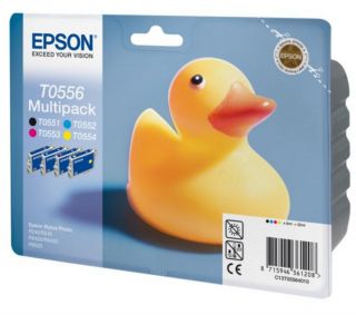 EPSON T0556 Black & Colour Inkjet Cartridges   4 Ink Multipack 